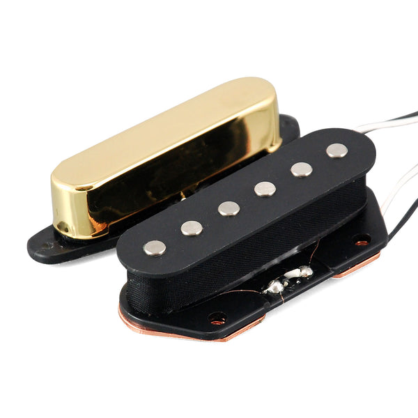 VANSON Vintage 50's AlNiCo V Gold Neck & Bridge Pickup Set for Fender Telecaster Guitars, (VCA)